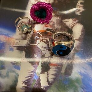 Rings, Bundle Fantasy Silver and Hot Pink